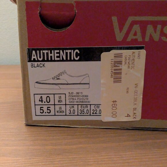 Vans Authentic Black Shoes Brand New 4M/5.5W - Picture 7 of 7